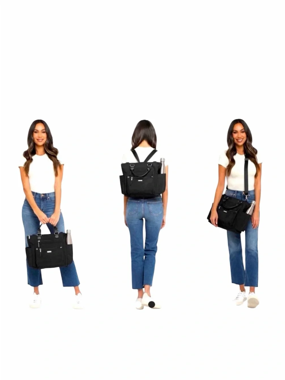 Baggallini 3 in 1 Convertible Crossbody Tote Backpack - Black